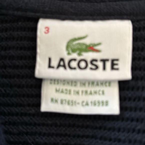 LACOSTE 🐊 size 3/small full button cardigan w/rolled collar - Picture 3 of 4